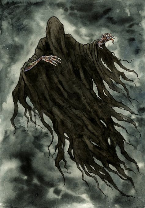 Dementor by LiigaKlavina.deviantart.com on @DeviantArt Harry Potter Dementors, Harry Potter Creatures, Stile Harry Potter, Harry Potter Illustrations, Buku Harry Potter, Harry Potter Tattoos, Harry Potter Tattoo, Harry Potter Artwork, Potter Art