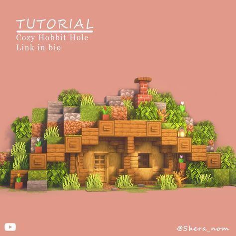 Minecraft Cute Hobbit Hole, Things You Need To Build In Minecraft, Hobit Homes Minecraft, Minecraft Small Hut Ideas, Minecraft Aesthetic Hobbit House, Cottagecore Minecraft Hobbit Hole, Hobbithole Hobbit Houses Minecraft, Hobbit Hill House Minecraft, Underground House Entrance Minecraft