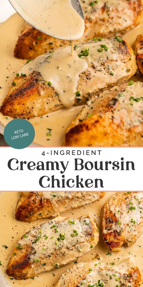 Recipes For Le Creuset Braiser, Chef Worthy Dinners, Boursin Cheese Chicken Crockpot, Boursin Cheese Risotto, One Pan Boursin Chicken, Boursin Cheese Recipes Crockpot, Boursin Cheese Chicken Recipes, Baked Boursin Chicken, Easy Company Dinner Recipes