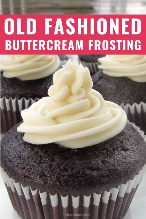 Our old fashioned buttercream icing is just like grandma's and made with only four ingredients #dessert #recipe #sweet #icing #frosting #cake #easyrecipe Dairy Free Icing Recipe, Recipe For Cakes, Dairy Free Icing, Dairy Free Buttercream, Buttercream Icing Recipe, Dairy Free Frosting, Chocolate Cupcakes Moist, Paleo Foods, Dairy Free Cake