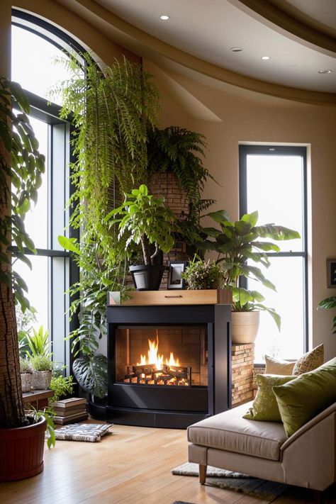 Transform your living room corner into a lush oasis with indoor plants. Create a cozy and inviting space around your fireplace with vibrant greenery that adds life and texture. Find inspiration for plant placement and styling ideas that bring nature indoors. Living Room Plants Decor, Living Room Corner, Nature Indoors, Cozy Corner, Oasis, Lush, Indoor Plants, Living Room Decor, Fireplace