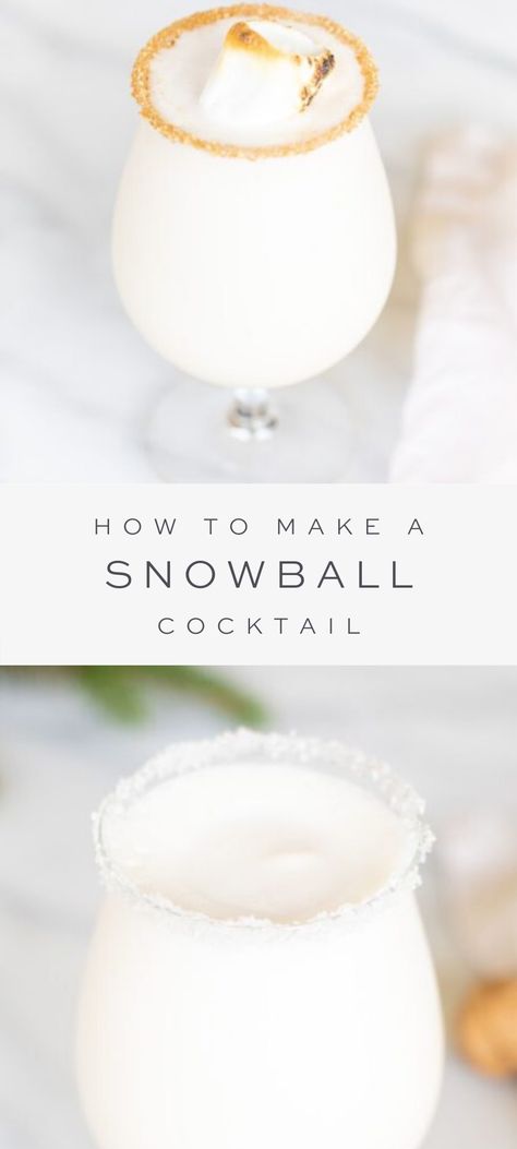 When the temperatures drop, I love to treat everyone to a Snowball cocktail after a delicious dinner. The slight bitterness of the almond amaretto flavor combined with sweet ice cream is the perfect pairing in this snowball recipe. Learn how to make this amaretto liqueur dessert cocktail with just a few simple ingredients. #cocktail #snowballcocktail #amarettoliqueur #icecreamcocktail #julieblanner #winter Snow Cocktail, Snowball Cocktail, Snowball Drink, Snowball Cocktail Recipe, Snowball Recipe, Amaretto Ice Cream, Almond Cocktails, Ice Cream Cocktail, Xmas Cocktails