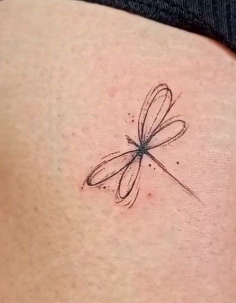 Tattoos Of Dragonflies, Small Dragonflies Tattoo, Tattoo With Hidden Names, Mini Dragonfly Tattoo For Women, Dragonfly Tattoo Collarbone, Finger Tattoos Dragonfly, Delicate Dragonfly Tattoo For Women, Single Needle Dragonfly Tattoo, Small Fine Line Dragonfly Tattoo