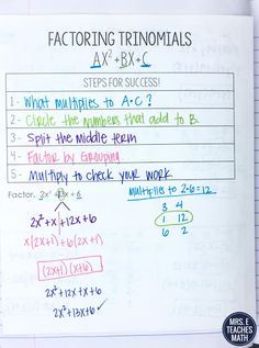 Factoring By Grouping, Math Circle, Factoring Trinomials, Algebra Interactive Notebooks, Geometry Notes, Factoring Polynomials, College Math, Teaching Math Strategies, Advanced Mathematics