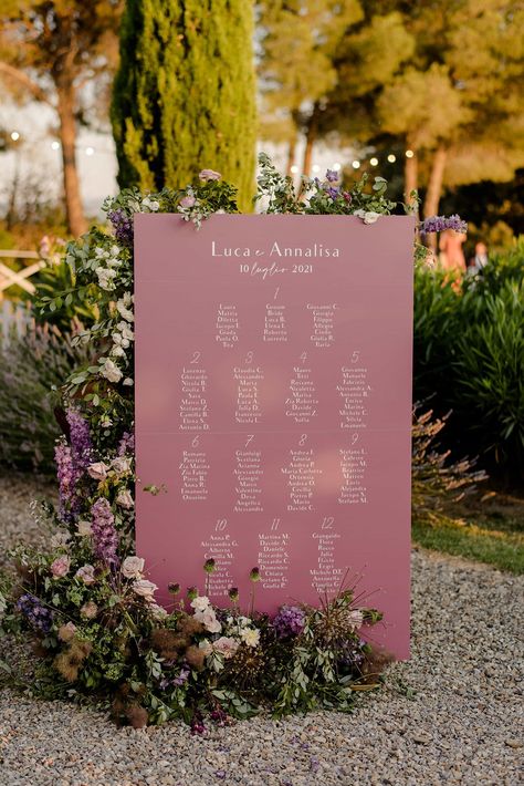 Lavender Seating Chart, Wedding Seating Chart Display, Table Plan Wedding, Rustic Tablescape, Seat Chart, Tuscany Wedding Venue, Vintage Fiat, Mirror Seating Chart, Wedding Sign Decor