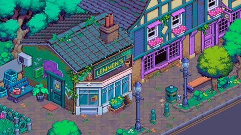 Pixel Art Building, Isometric Pixel Art, Isometric Pixel, Green Emoji, Environment Props, Pixel Art Tutorial, Pixel Design, Game Environment, Pixel Art Games