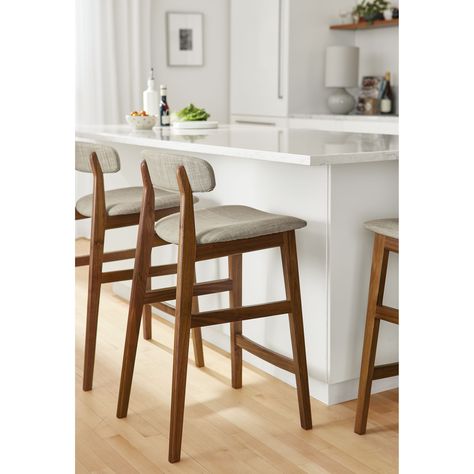 Countertop Stools, Modern Kitchen Stools For Island, Mid Century Modern Counter Stools, Kitchen Counter Chairs, Modern Kitchen Stools, Modern Bar Stools Kitchen, Counter Stool, Counter Stools With Backs, Walnut Dining Chairs