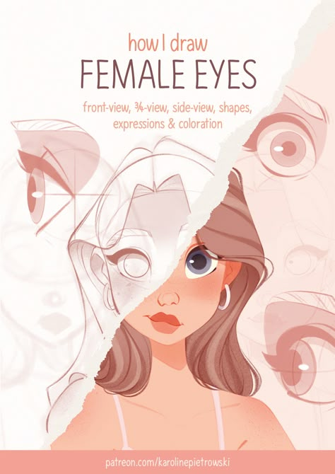 In this tutorial I will show you how to draw female eyes in different views and expressions, how to color eyes etc. Creative Eye Painting, How To Illustrate People, How To Draw Cartoon People For Beginners, How To Character Design, Cute Cartoon Sketches, How To Draw Yourself, Digital Portrait Art Character Design, How To Draw Cartoon Eyes, How To Draw Cartoon