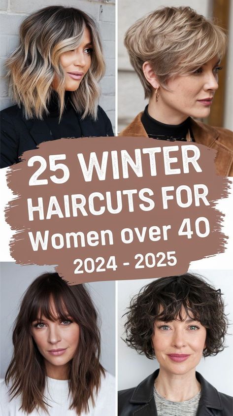 For plus size women in their 40s, winter haircuts 2024 - 2025 include the ever-popular bob and shag styles. A short bob can elongate a round face, while a layered cut can create a slimming effect. These trendy womens styles are great for those looking to stay fashionable while keeping things classy and comfortable for the winter season. Short Haircuts For Women Over 40 Popular, Women 40 Hairstyles Over 40, Winter Haircut 2024, Fridge Haircut, Short Haircuts For Women In Their 40s, Hair Cuts Over 40 For Women, Thick Short Haircuts For Women, Hair Cuts For Fall 2024, Haircuts For Ladies