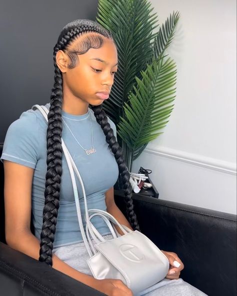 Boho Feed In Braids, 2 Feed In Braids, Protective Style Braids, Feed In Braids, Quick Braids, Natural Hair Bun Styles, Natural Hair Treatments, Big Box Braids Hairstyles, Dyed Hair Inspiration