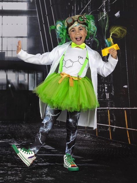 Mad Scientist Halloween Costume, Scientist Outfit, Science Costumes, Science Dress, Mad Scientist Costume, Scientist Costume, Mad Scientist Halloween, Dress With Front Buttons, Girl Scientists