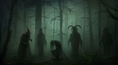 Yuri Hill, forest, horror | 1920x1067 Wallpaper - wallhaven.cc Images Terrifiantes, 숲 사��진, Dark Artwork, 다크 판타지, Scary Art, Creepy Art, Deep Forest, Fantasy Aesthetic, 판타지 아트