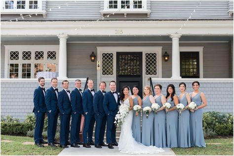 Dusty Blue Bridesmaid Dresses Navy Suits, Slate Blue Wedding Party, Slate Bridesmaid Dresses, Wedding Party Blue, Navy Bridal Parties, Blue Bridal Party, Light Blue Wedding Colors, Slate Blue Bridesmaid Dresses, Light Gray Wedding