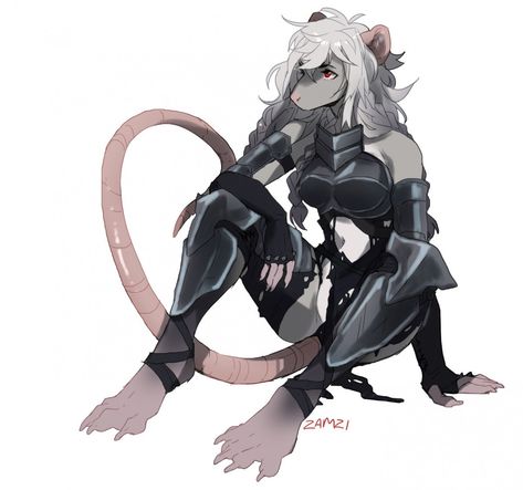 Rat People Fantasy Art, Mouse Girl Character Design, Rat Assassin, Mouse Anthro, Rat Humanoid, Ganymede Art, Skaven Assassin, Rat Oc, Rat Monster