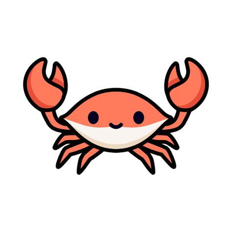 Cute crab Kawaii Crab Drawing, Crab Cartoon Cute, Crab Cute Drawing, Cute Marine Animals Drawing, Cute Crab Art, Cute Crab Illustration, Cute Ocean Animals Drawings, Cute Crab Drawings, Crab Drawing Easy