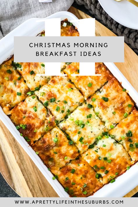 These Christmas Morning Breakfast Ideas are perfect for brunch gatherings with friends and family.  Many dishes can be assembled the night before and popped in the oven in the morning! Christmas Breakfast Candy Cane, Christmas Breakfast French Toast Bake, Best Christmas Morning Casserole, Savory Breakfast Casserole Christmas Morning, Vegetarian Christmas Breakfast Casserole, Night Before Christmas Breakfast, Egg Casserole Christmas Morning, Breakfast Casserole For Christmas Morning, Christmas Morning Breakfast Sides