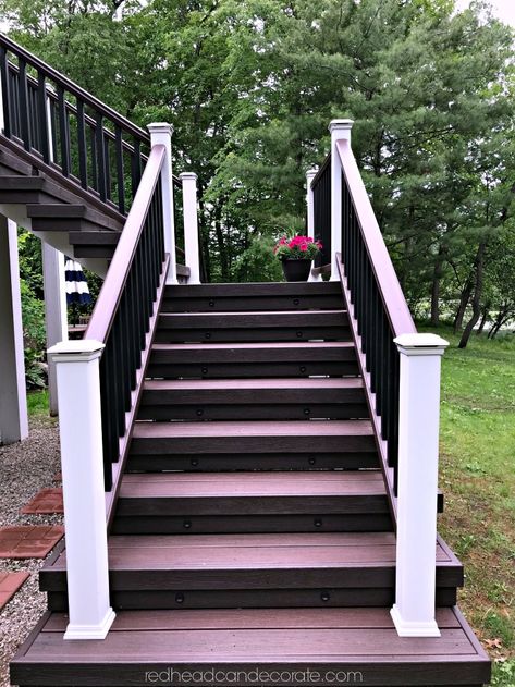 Our New Trex Composite Deck - Redhead Can Decorate Garden Play House, Rajput King, House Decorations Ideas, Reno Tips, Ivory Tuxedo, Trex Decking, Garden Playhouse, Front Stairs, Photoshop Backgrounds Backdrops