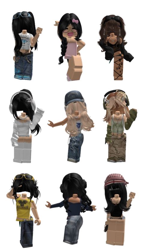 Y2k Baddie Outfits, Latina Baddie Outfit, Cute Baddie Outfits, Latina Outfit, Roblox Skin, Emo Roblox Avatar, Latina Outfits, Y2k Outfit Ideas, Black Hair Roblox