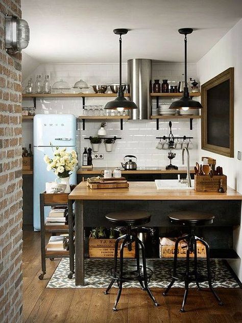 Small Kitchen Decoration, Industrial Decor Kitchen, Modern Kitchen Backsplash, Kitchen Ikea, Small Apartment Kitchen, Kitchen Backsplash Designs, Decor Ikea, Small Kitchen Decor, Mid Century Modern Kitchen