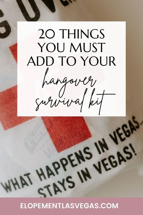 20 things you must add to your hangover survival kit for a weddng or bachelorette party. This is the perfect welcome or thank you gift for wedding guests! All of these necessities are sure to make it so your guests are well prepared after a night or weekend of partying! #lasvegaswedding #hangoverkit #survivalkit #wedidnghangoverkit Bachelorette Party Hangover Kit Diy, Bachlorette Hang Over Kit, Hangover Kit For Bachelorette Party, Hangover Kit Contents, 40th Birthday Hangover Kit, 30th Bday Survival Kit, Nashville Hangover Kit, Nashville Survival Kit, Hangover Kit Wedding Guest Gifts