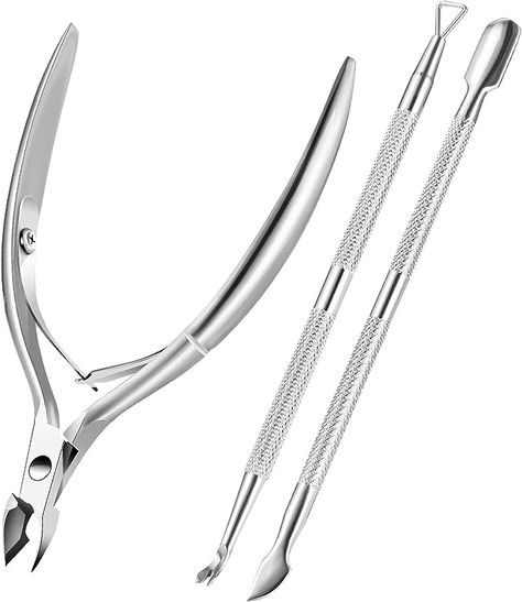 Cuticle Trimmer Cuticle Remover with Cuticle Pusher, Professional Stainless Steel Durable Pedicure Manicure Tools Cutter Nipper Scissor Clipper for Fingernails and Toenails Dead Skin - Silver Cuticle Trimmer, Cuticle Nipper, Pedicure Manicure, Cuticle Remover, Cuticle Pusher, Pedicure Tools, Manicure Tools, Tool Set, Dead Skin