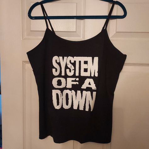 Polyester Cotton Blend Time And True Tank Top Fits True To Size Adjustable Straps System Of A Down Concert Outfit, System Of A Down Shirt, Edgy Tops, Rock Tank Tops, Band Tank Tops, Gothic Lingerie, System Of A Down, Denim Crop Top, Weird Shirts