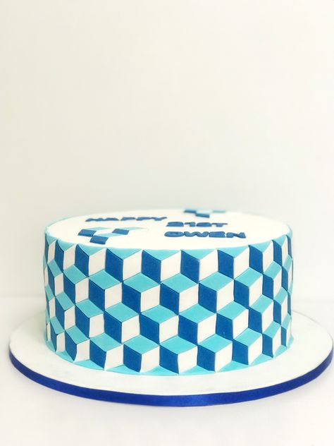 Illusion Cake, Origami Cake, Geometric Illusion, Geometric Cake, Patterned Cake, Easy Cake Decorating, 7th Birthday, Easy Cake, Simple Shapes