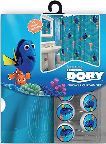 All New Fabric Shower Curtain Set Disney with 12 Matching Hooks Finding Dory >>> Check this incredible item by going to the link at the photo. (This is an affiliate link). #bathroomaccessories Finding Nemo Bathroom Decor, Finding Nemo Bathroom, Nemo Bathroom, Disney Shower Curtain, Kids Bathroom Wall Art, Girls Shower Curtain, Disney Finding Nemo, Disney Fabric, Fabric Shower Curtain