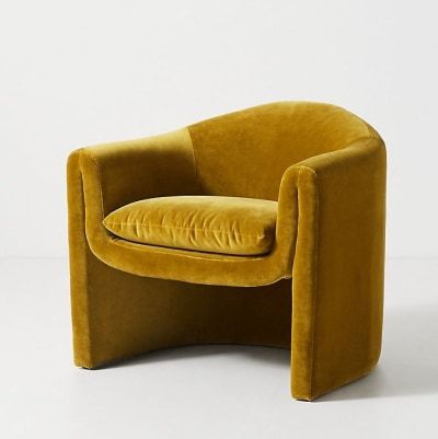 mustard velvet accent chair Summer Color Trends, Sculptural Chair, Anthropologie Home, George Nelson, Furniture Trends, Plywood Furniture, Studio Mcgee, Velvet Chair, Mellow Yellow