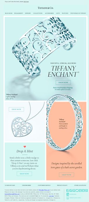 Tiffany & Co. email design 2014 Jewelry Email Marketing Design, Jewelry Email Design, Jewellery Newsletter, Jewelry Newsletter, Email Layout, Mailer Design, Luxury Perfumes, Perfumes For Women, Email Newsletter Design