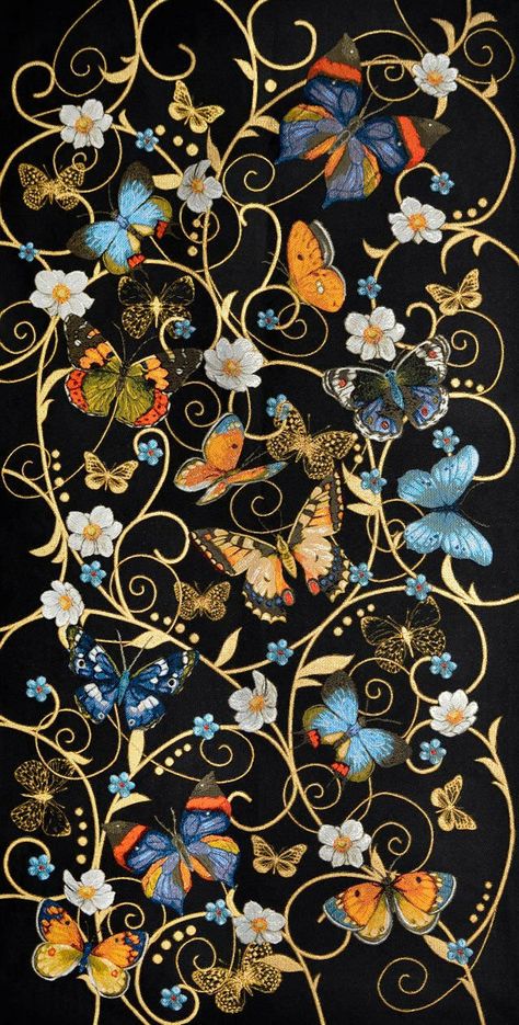 Dancing Butterflies Floral Composition in Black Large Tapestry Wallhanging 48 X 28 - Etsy Botanical Tapestry, Black Dancing, Woven Tapestry Wall Hangings, Large Tapestry, Floral Composition, Medieval Tapestry, Large Tapestries, Create Picture, Textile Wall Art