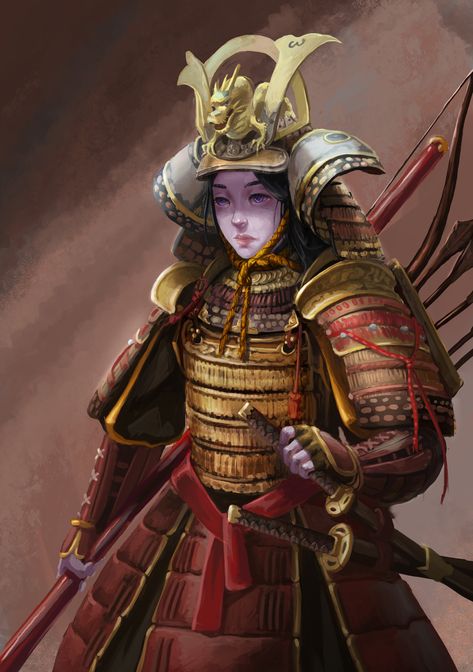 Golden Samurai, Female Samurai Art, Samurai Concept, Samurai Warrior Tattoo, Japanese Art Samurai, Golden Warriors, Female Samurai, Chinese Warrior, Samurai Artwork