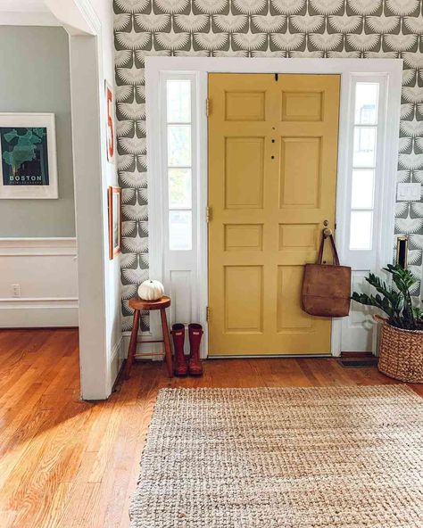 Interior Front Door Color, Yellow Front Door, Best Front Door Colors, Interior Front Door, Front Door Ideas, Yellow Front Doors, Front Door Interior, Green Front Doors, Red Front Door