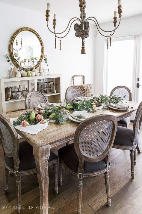 Vintage Inspired Room, French Country Rug, French Country Dining Room, French Vintage Decor, Country Dining Rooms, French Country Dining, French Country Bedrooms, French Home Decor, French Country Cottage