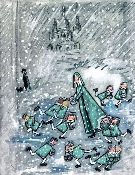 Madeline Cartoon, Madeline Book, Ludwig Bemelmans, Story Books Illustrations, Storybook Art, Writer Inspiration, Childrens Books Illustrations, Winter Wallpaper, Kids Story Books