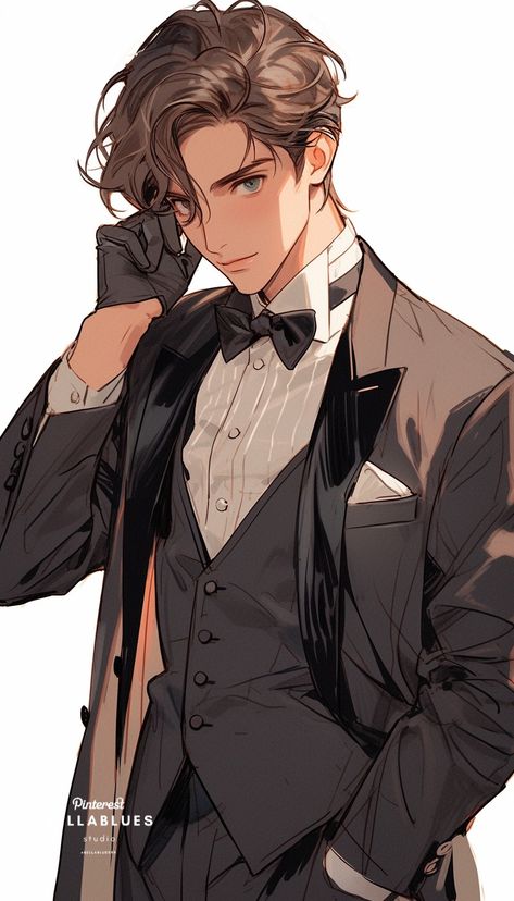 Anime Tuxedo Guy, Tuxedo Reference Drawing, Handsome Anime Men In Suits, Hot Anime Men Suits, Tuxedo Reference, Anime Boy In Suit, Anime Tuxedo, Anime Men In Suits, Anime Business Man