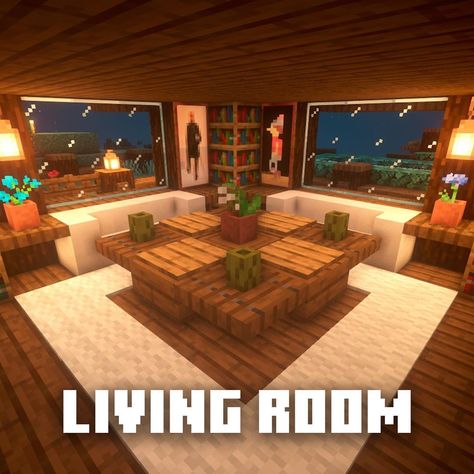 ExecutiveTree-MinecraftBuilds on Instagram: “Minecraft: Living Room Design . A small living room design, with smooth quartz couches and a spruce table. Comment what you think👇 . Thank…” Minecraft Couch, Mc Interior, Living Room Minecraft, Minecraft Aesthetics, Minecraft Living Room, Interior Design Minecraft, Minecraft House Interior, Minecraft Hacks, Rumah Minecraft Sederhana