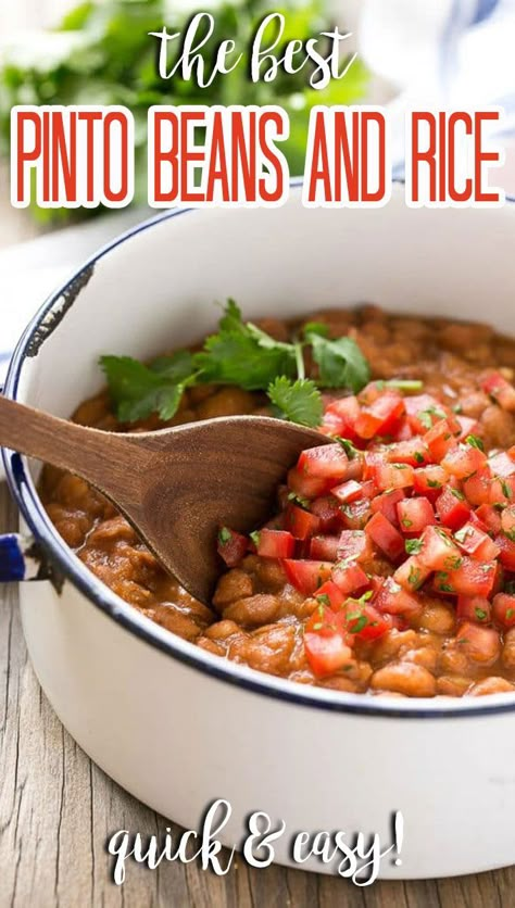 What To Make With Pinto Beans, Healthy Pinto Bean Recipes, Pinto Beans And Rice Recipes, Beans And Rice Crockpot, Refried Beans And Rice, Mexican Rice And Beans, Mexican Beans And Rice, Bean Side Dish, Pinto Beans And Rice