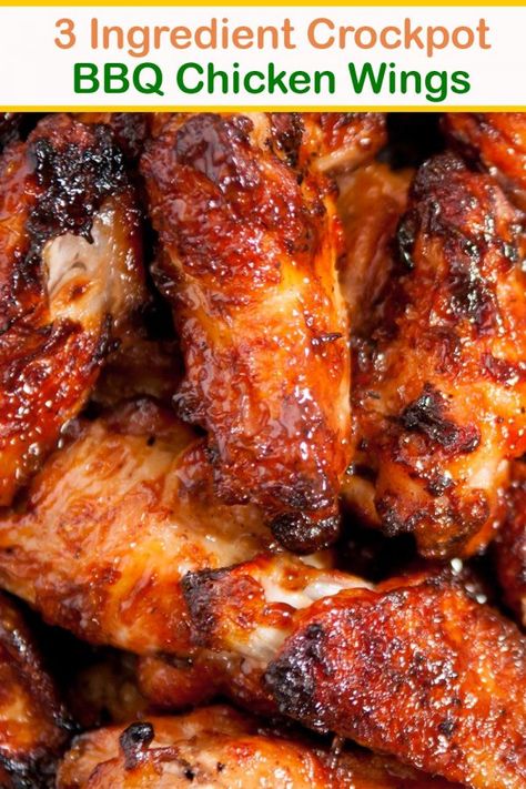 3 Ingredient Crockpot Bbq Chicken Wings - Recipes 4 All Days 3 Ingredient Crockpot Bbq Chicken Wings, Crockpot Party Wings, Crock Pot Chicken Wings Slow Cooker, Crock Pot Wings Recipe, Crockpot Chicken Wings Recipes, Crockpot Wings Recipe, Crockpot Bbq Wings, Party Chicken Wings, Crockpot Bbq Chicken Wings