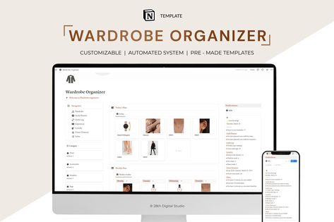 Notion Template Wardrobe Organizer [ Notion Dashboard Wardrobe Manager, Notion Outfit Planner, Notion Closet Organizer, Clothes Organizer Notion Templates ]

Wardrobe Organizer is designed to help you inventory your items in the wardrobe by category, brand, color, times worn, etc. Easily plan your outfits for the week, clean out your closet, create outfits for different occasions, save outfit inspirations and much more. Notion Closet Template, Outfits For The Week, Clean Out Your Closet, Organizer Clothes, Notion Dashboard, Wardrobe Organizer, Outfit Planner, Clothes Organizer, Notion Templates