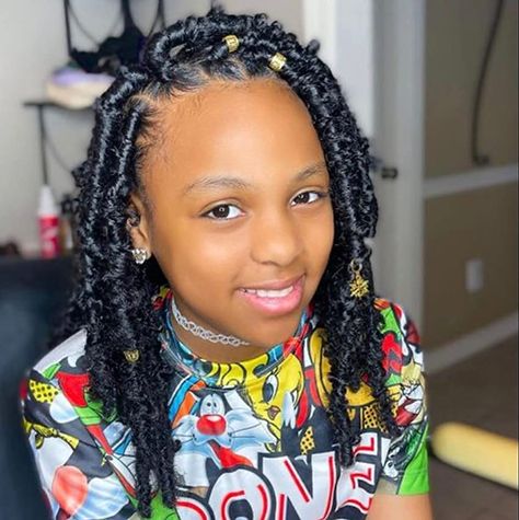 Pre Teen Hairstyles Black, Crochet Braids Hairstyles For Kids, Pooh Butterfly, Lana Hair, Kids Crochet Hairstyles, Twisted Hairstyles, Birthday Hairstyle, Kid Braids, Butterfly Locs Crochet Hair