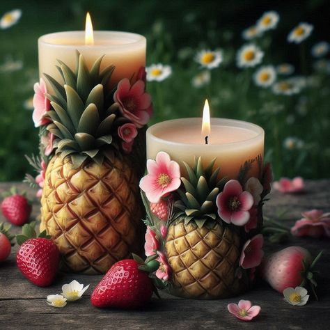 "Today is pineapple and strawberry's birthday" #candle #designer #flowers #pineapple Pineapple, Candles, Birthday, Flowers, Design