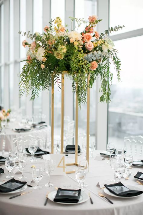 High Table Arrangements Wedding, Wedding Flowers On Pedestal, Ceremony Florals On Pedestals, Wedding Ceremony Flower Pedestal, Plant Stands Wedding Ceremony, Wedding Altar Vases, Ceremony Arrangements On Pedestals, Gold Flower Stands Wedding, Standing Floral Arrangements Wedding