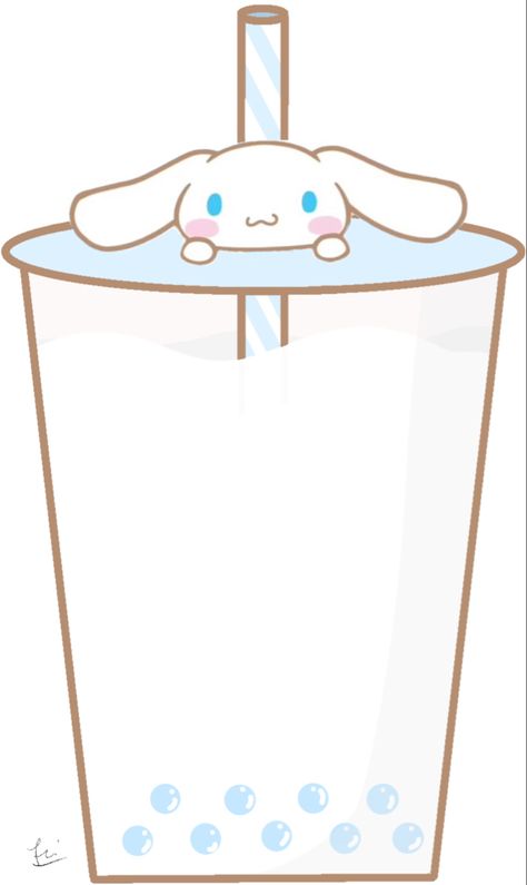 Blue boba drink with cinnamoroll straw. Cinnamoroll Boba, Sanrio Boba Drawing, Sanrio Boba, Cinnamoroll Eating, Sanrio Bubble Tea, Blue Boba, Boba Tea Aesthetic, Cinnamoroll Ice Cream, Sanrio Boba Tea