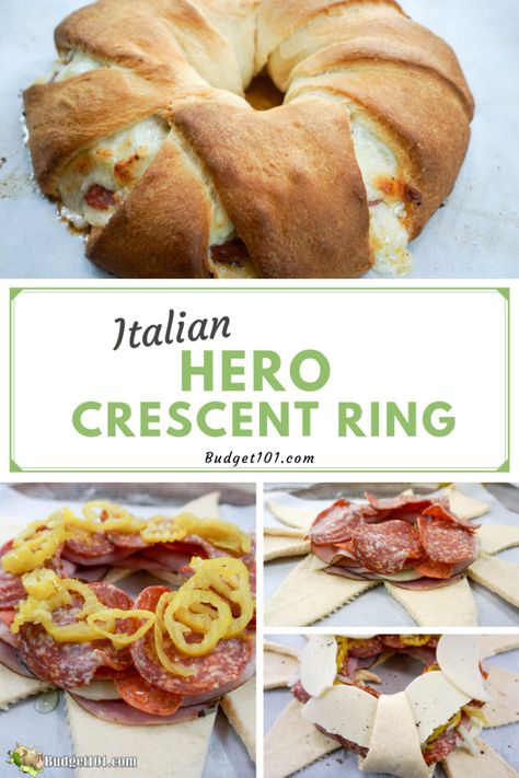 Bacon Cheeseburger Crescent Ring, Crescent Ring Dinner Recipes, Spicy Italian Crescent Ring, Pillsbury Crescent Dough Sheet Recipes, Taco Ring With Crescent Rolls, Sandwich Rings, Italian Crescent Ring, Crescent Roll Ring Recipes, Crescent Sandwiches