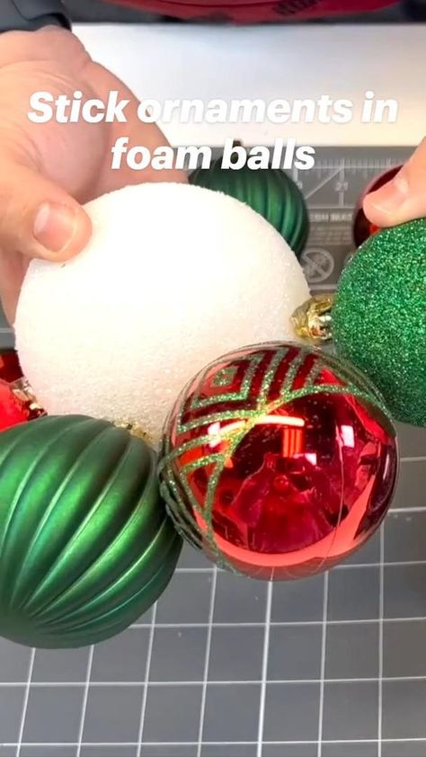 Create gorgeous DIY Christmas decor by sticking mini ornaments into foam balls! This hack adds festive sparkle to your tree, garland, or holiday table settings in minutes. Simple, affordable, and totally customizable for your holiday vibe! #ChristmasDIY #OrnamentHack #HolidayDecor Foam Ball Ornaments, Holiday Decor Hacks, Diy Christmas Ball, Black Christmas Decorations, Wreath Party, Clear Christmas Ornaments, Diy Christmas Decorations For Home, Easy Ornaments, Diy Christmas Garland