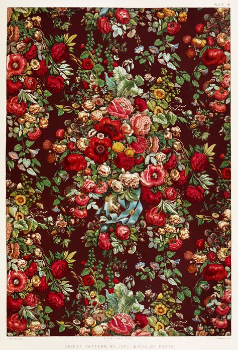 Chintz pattern from the Industrial arts of the Nineteenth Century (1851-1853) by Sir Matthew Digby wyatt (1820-1877). | free image by rawpixel.com Wyatt Flores, Flores Wallpaper, Vintage Backgrounds, Chintz Pattern, Tree Vector, Flower Mobile, Free Illustration Images, Image Paper, Retro Background