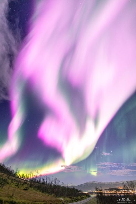 Pink Northern Lights, Solar Storm, Tromso Norway, Pink Aurora, Earth's Magnetic Field, Northern Lights Norway, Holiday Train, Earth Atmosphere, Earth Surface