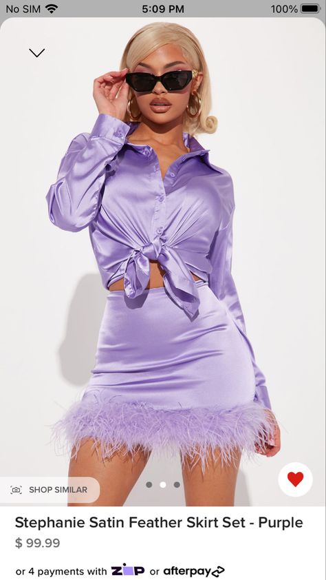 Purple Club Outfit, Purple Birthday Outfits, Purple Birthday Outfit, Hip Piercings, Bday Stuff, Satin Outfit, Lavender Skirt, Satin Skirt Outfit, Oc Aesthetic