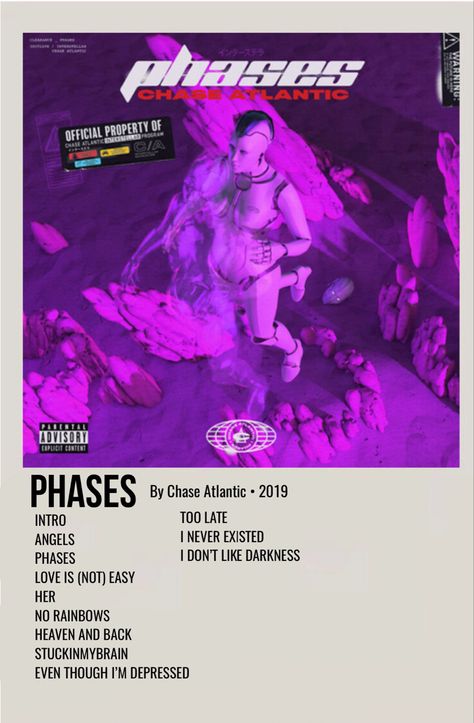 minimal polaroid album poster for phases by chase atlantic Chase Atlantic Minimalist Poster, Chase Atlantic Album Poster, Chase Atlantic Polaroid Poster, Album Cover Wall Decor, Posters On Wall Bedroom, Album Posters, Minimalist Music, Music Poster Ideas, Chase Atlantic